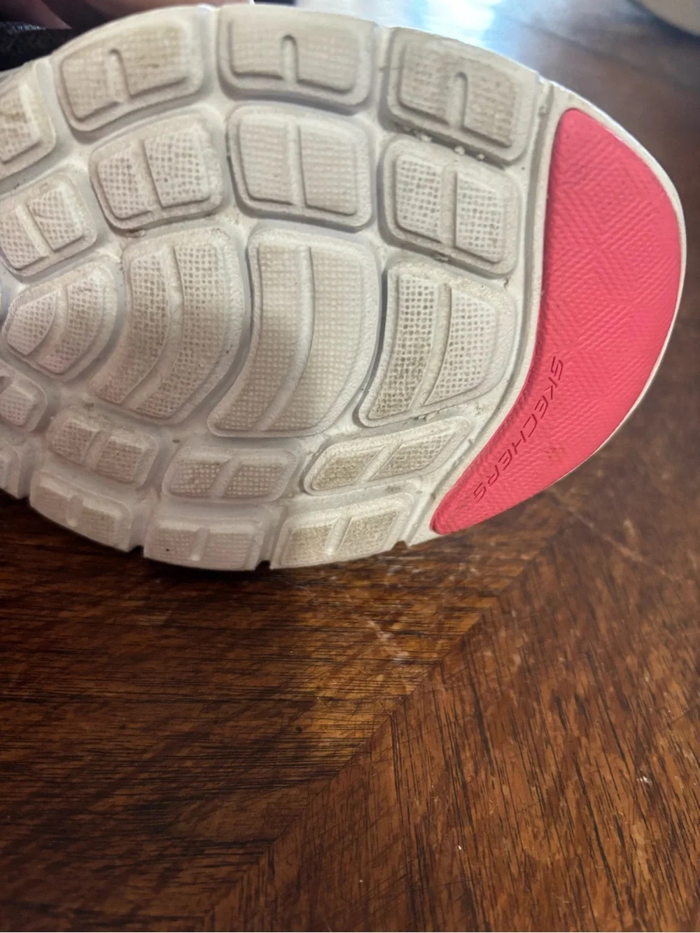 Skechers Grey & Black Athletic Sneakers with Pink Logo